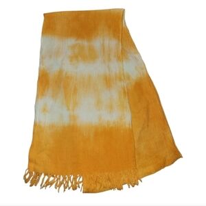 Crepe Vintage Yellow & White Tie Dye Scarf Boho Hippie